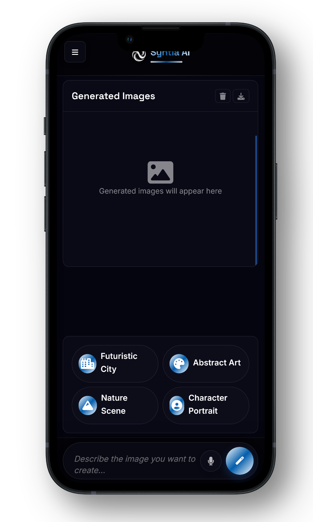 syntia mobile interface
